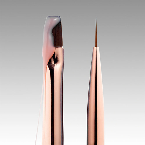 Двухсторонняя кисть DARK бежевая (лайнер 11 мм + плоский квадратный 9 мм) - Фото №2