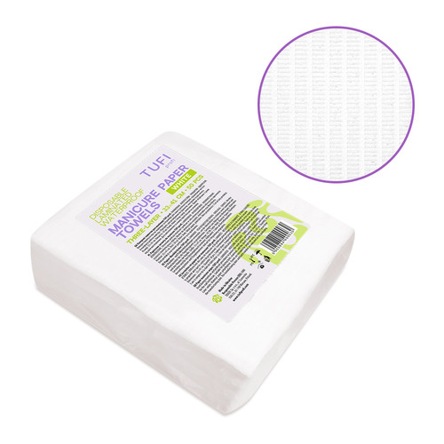 Papierservietten für die Maniküre TUFI profi Einweg-Papierservietten, laminiert, wasserabweisend, weiß, 41 x 33 cm, 50 Stück (0331520) - Фото №1
