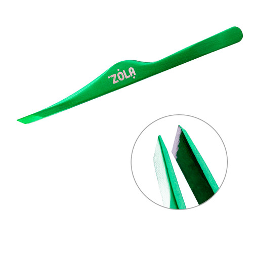 ZOLA Professionelle abgewinkelte Augenbrauenpinzette (GRÜN) - Фото №1