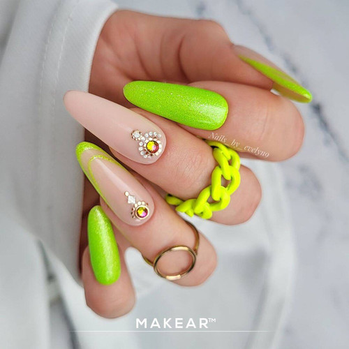 Gellack MAKEAR Neon Glitter NG01 neonhellgrün mit Glitzer 8 ml - Фото №3