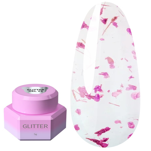 YOUARECUTE Glitzergel 13 mit dunkelrosa getrockneten Blüten, 5 ml (469-5119-1454) - Фото №1