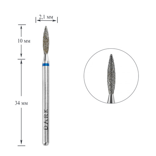 Diamantschneider, dunkelblaue, scharfe Flamme, 2,1 x 10 mm