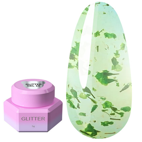 YOUARECUTE Glitzergel 10 mit getrockneten grünen Blüten, 5 ml (469-5116-1451) - Фото №1