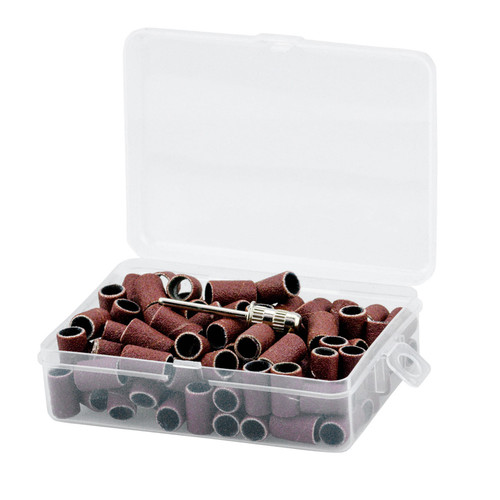 JAAPEE BOX Profico Set zylindrischer Schleifkappen mit Fräser-Mandrel, 180 Grit, 100 Stück - Фото №2