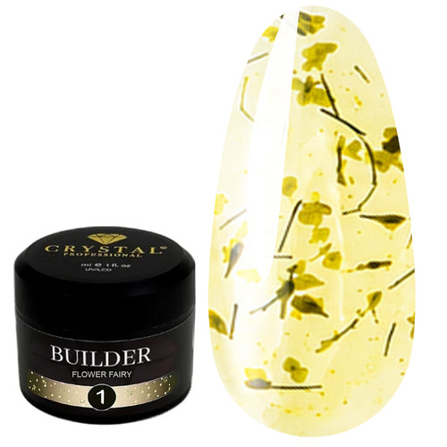 Crystal Builder Gel Flower Fairy 1 mit gelben Trockenblumen 30 ml - Фото №1