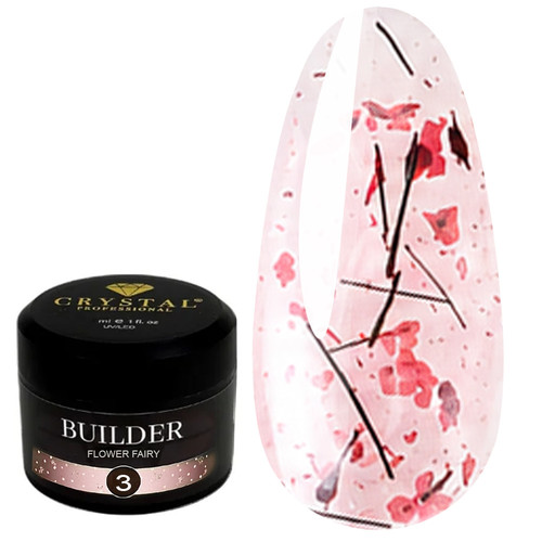 Crystal Builder Gel Flower Fairy 3 mit hellroten Trockenblumen, 30 ml - Фото №1