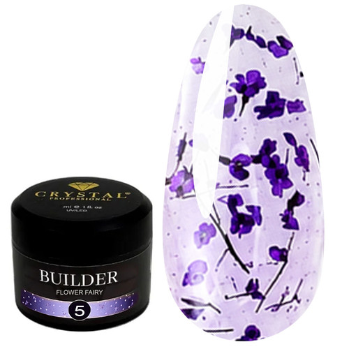 Crystal Builder Gel Flower Fairy 5 mit lila getrockneten Blüten, 30 ml - Фото №1