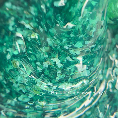 Gel for extension Crystal Builder Gel Flower Fairy 7 with turquoise dried flowers 30 ml - Фото №2