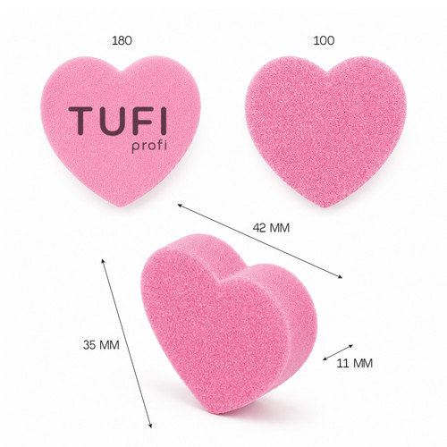 Бафик TUFI profi мини сердце розовый 100/180 грит 50 шт (0309786) - Фото №2