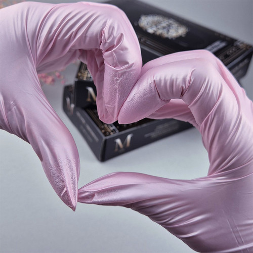 Nitrile gloves Beauty Luxe pink M 50 pcs - Фото №3