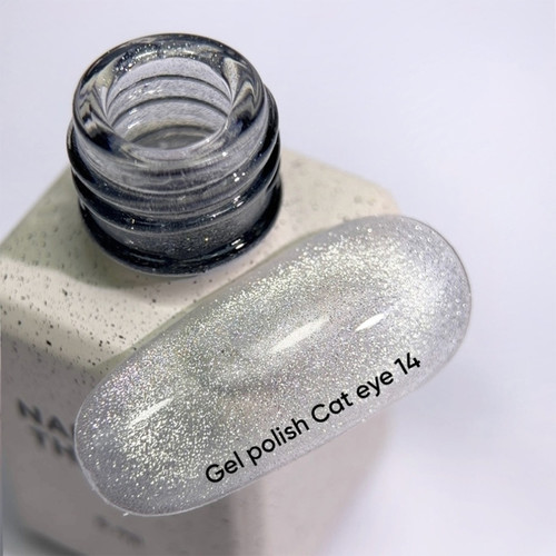 Gel polish NAILSOFTHEDAY CAT EYE 14 translucent silver 6 ml - Фото №2