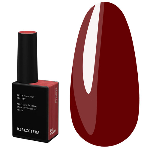 Gellack BIBLIOTEKA RED SPECTRUM 44 Crimson Sattes, stark pigmentiertes Rot, 10 ml - Фото №1