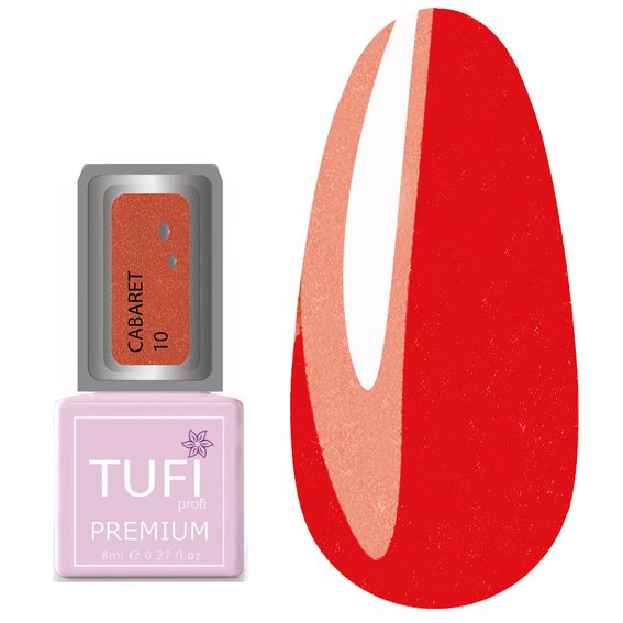 Gel polish TUFI profi PREMIUM Cabaret 10 Scarlet with sparkles 8ml (0102565) - Фото №1