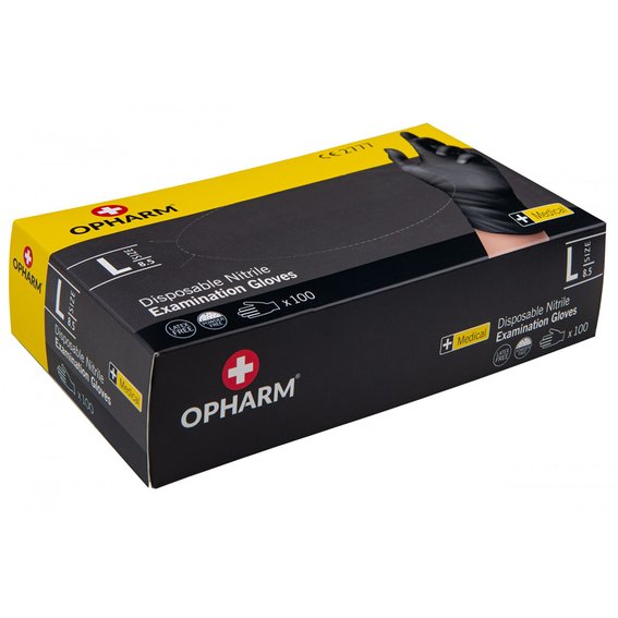 Nitrile gloves Opharm black size L 100 pcs - Фото №2