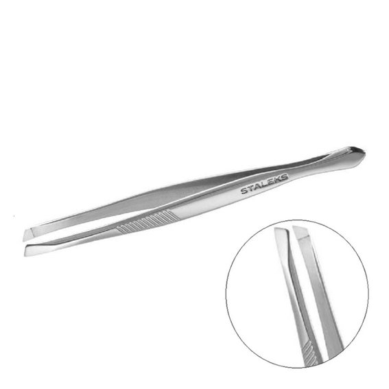 Eyebrow tweezers Staleks CLASSIC 10 TYPE 3 (wide slanted edges)
