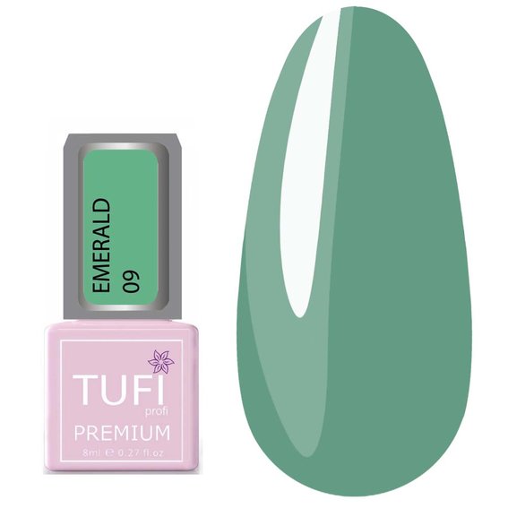 Gel polish TUFI profi PREMIUM Emerald 09 Blue spruce 8 ml (0102528) - Фото №1