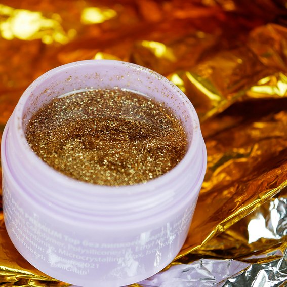 Топ TUFI profi PREMIUM Potal Top без липкого слоя с поталью золото 30 мл (0121828) - Фото №5