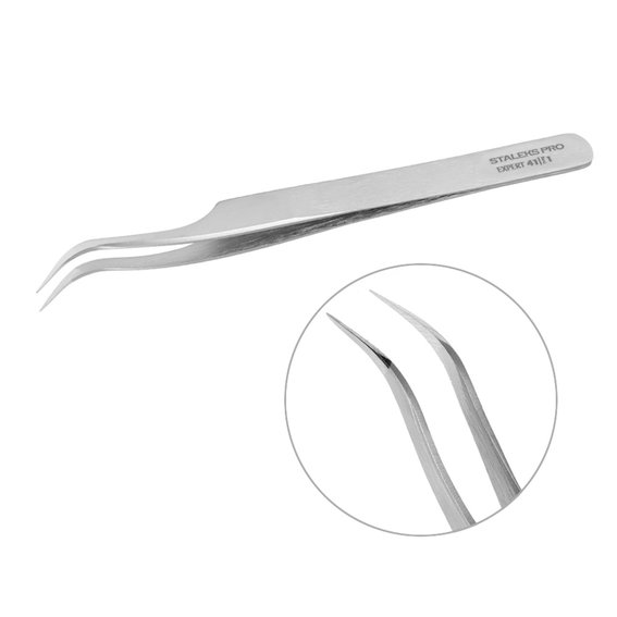Пинцет профессиональный для ресниц Staleks Pro EXPERT 41 TYPE 1 (изогнутый)