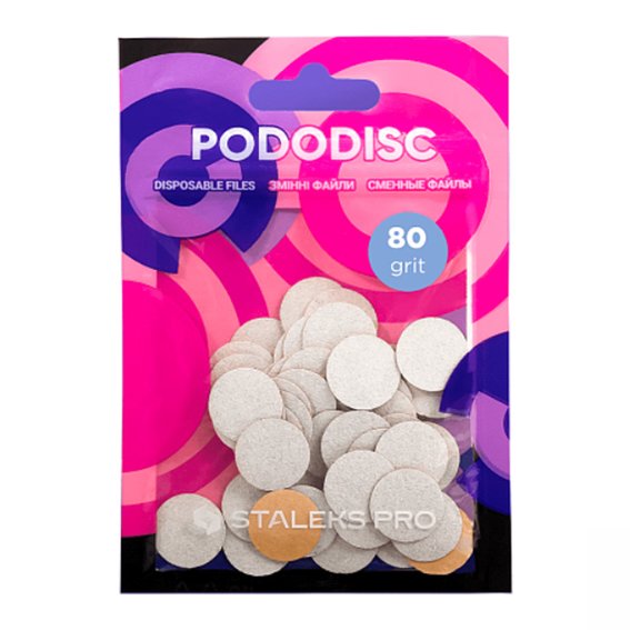 White Refill pads for pedi disc Staleks Pro S 80 grit (50 pc) - Фото №1