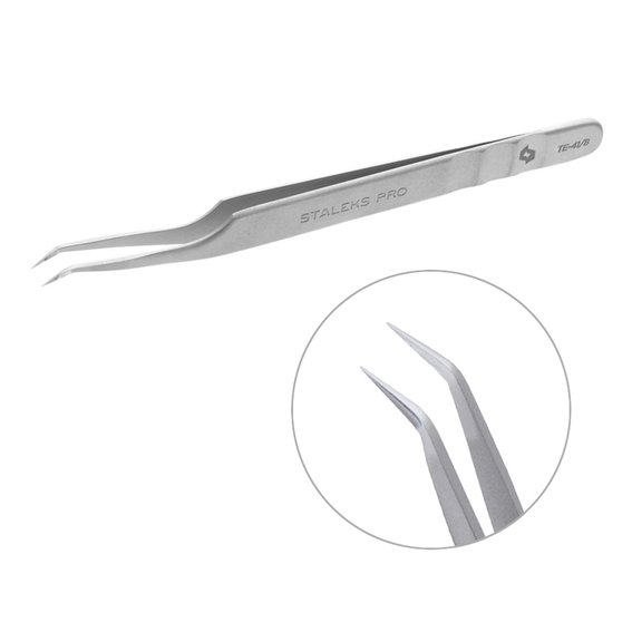 Пинцет профессиональный для ресниц Staleks Pro EXPERT 41 TYPE 8 (mini L) - Фото №1