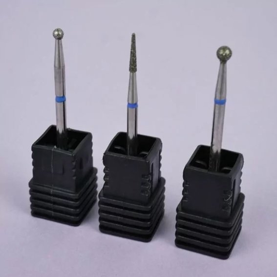 Cutter for manicure TUFI profi PREMIUM diamond cone hemispherical end 199 014B 1.4 mm blue notch - Фото №2