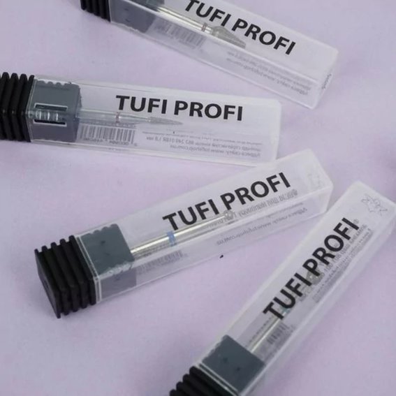 Cutter for manicure TUFI profi PREMIUM diamond flame 243 018R 1.8 mm red cut - Фото №2