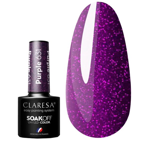 Claresa PURPLE 631 gel polish purple with shimmer 5 g - Фото №1