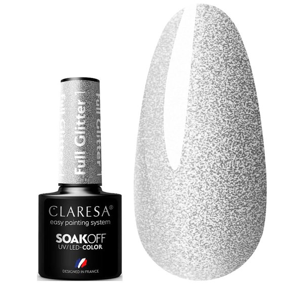 Hybrid-Nagellack Claresa FULL GLITTER 1 Silber mit Glanz 5 g - Фото №1
