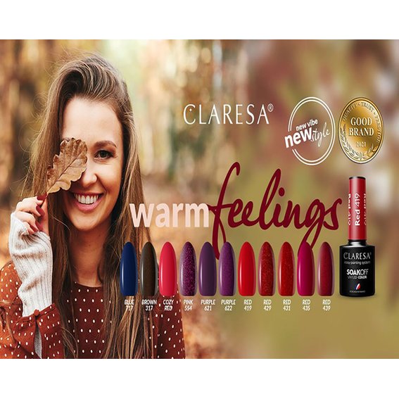 Claresa RED 435 бордовый гибридный лак 5 г - Фото №3