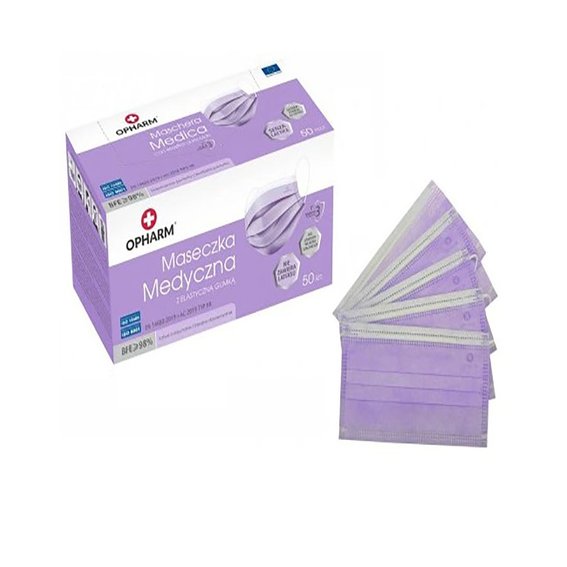 Medicinal mask Opharm violet 50 pcs - Фото №2