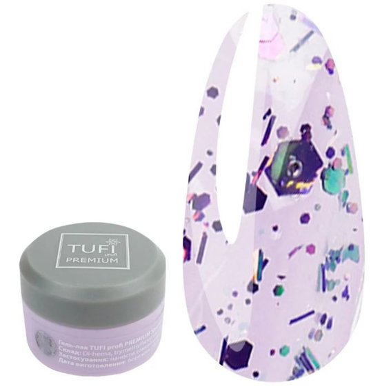 Gellack TUFI profi PREMIUM Sparkle №04 Purpur Diamant 5 ml (0243531) - Фото №1
