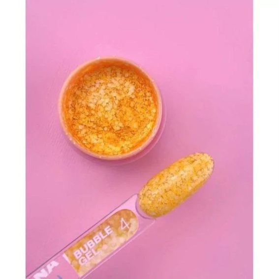 Gel LUNA Bubble Gel №4 deep yellow with sparkles 5 ml - Фото №2
