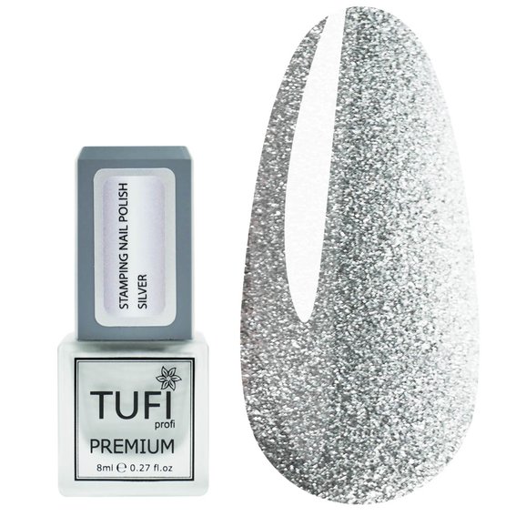 Stamping nail polish TUFI profi PREMIUM Stamping silver 8 ml (0295882) - Фото №1