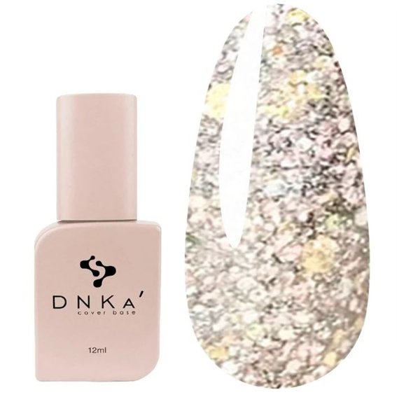 Base DNKa Cover №052 beige-flame reflective with sequins of different sizes, 12 ml
