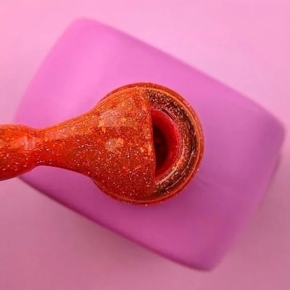 Acrylic gel LUNA Light №44 orange with glitter reflective 13 ml (249-2415-0483) - Фото №2