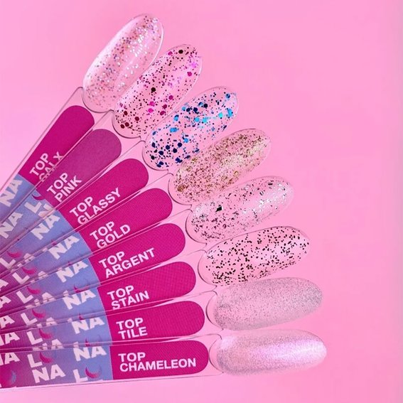 Топ LUNA Pink без липкого слоя с розовыми хлопьями 13 мл (300-2660) - Фото №4