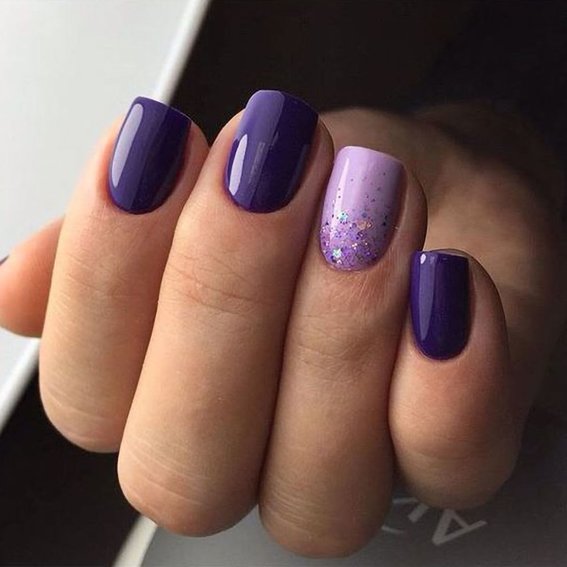 Purple manicure (short nails)