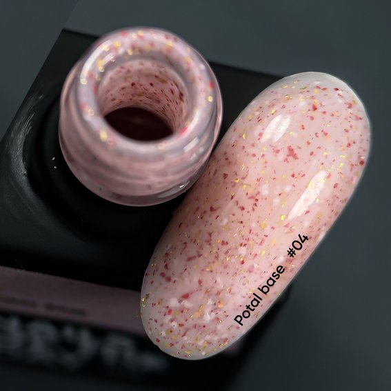 База NAILSOFTHEDAY Potal №04 розовый с розово-золотой поталью 10 мл - Фото №2