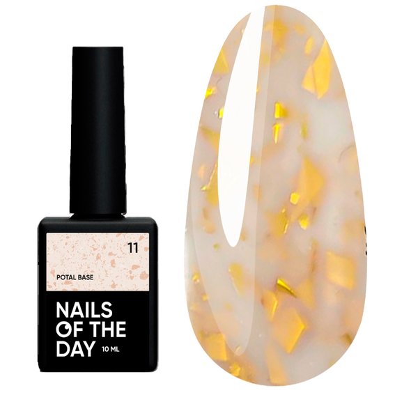 Base NAILSOFTHEDAY Potal №11 milky with gold leaf 10 ml - Фото №1