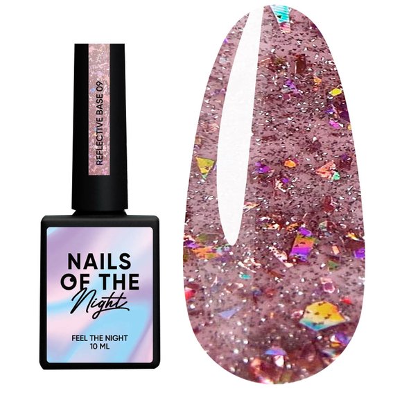 NAILSOFTHENIGHT Reflektierende Base 09 rosa mit Glitzer, 10 ml