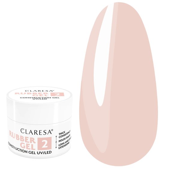 Гель для наращивания Claresa Rubber Gel 02 теплый светло-розовый 45 г - Фото №1