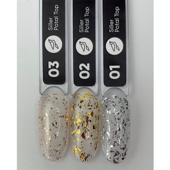 Top SILLER Potal №03 without a sticky layer transparent with pink-golden leaf 8 ml (u0000012750) - Фото №4