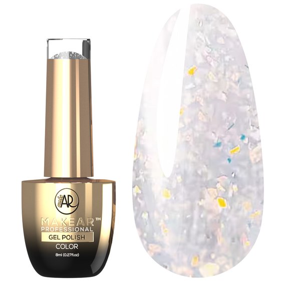 Gel polish MAKEAR Diamond S50 milky with glitter 8 ml - Фото №1