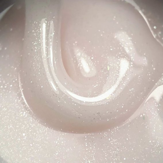 Гель для наращивания DARK Medium Gel №43 молочно-бежевый с блестками 15 мл - Фото №2