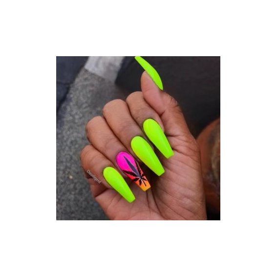 Neon manicure (Long light green nails)