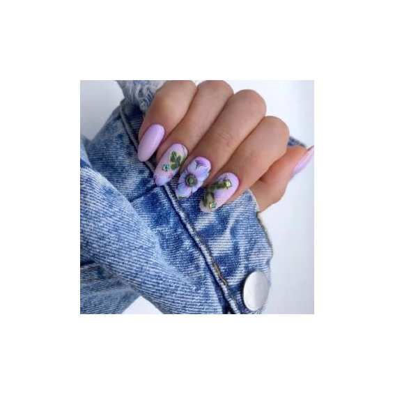 Летний маникюр (Фиолетовый с узорами)