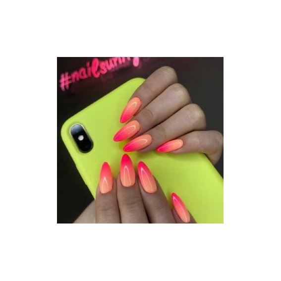 Неоновый маникюр (Розовые длинные ногти)