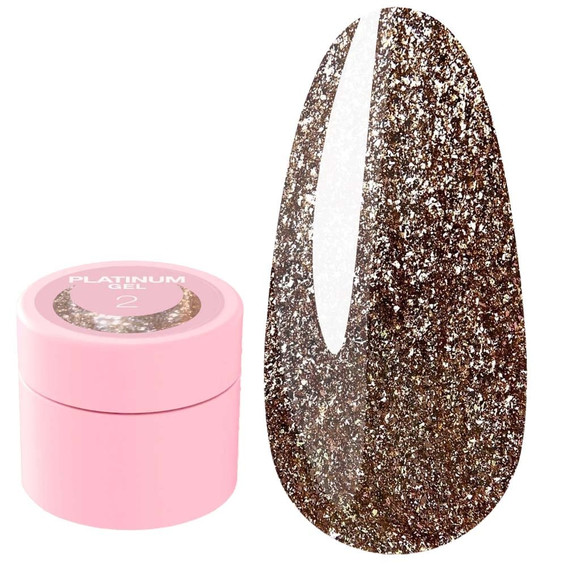 Gel paint LUNA Platinum Gel №02 for design golden with glitter 5 ml (804-2936) - Фото №1