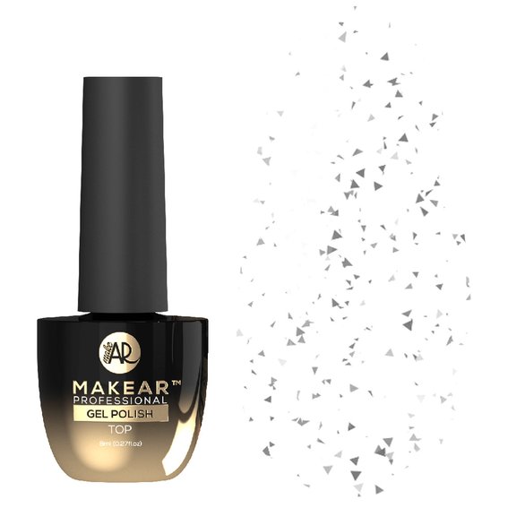 Топ для ногтей MAKEAR Top Silver без липкого слоя 8 мл - Фото №1