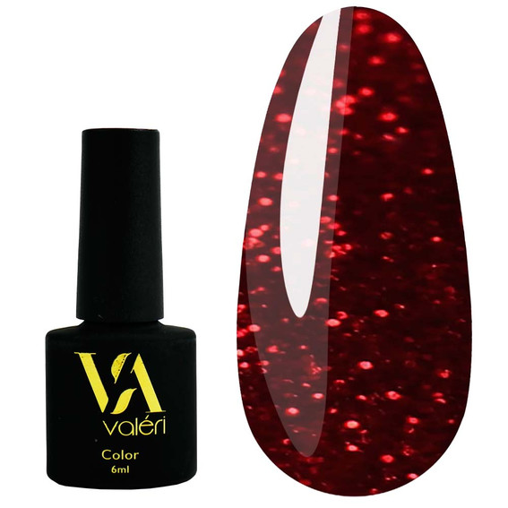 Gel polish VALERI Color № 015 wine-burgundy with microshine 6 ml (VA15) - Фото №1